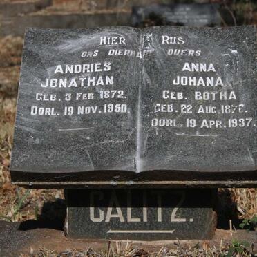 CALITZ Andries Jonathan 1872-1950 & Anna Johana BOTHA 1876-1937