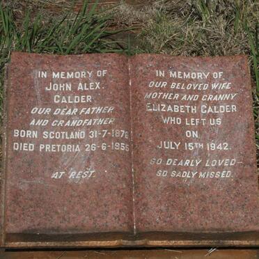 CALDER John Alex 1876-1955 & Elizabeth -1942