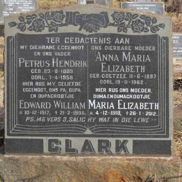 CLARK Petrus Hendrik 1889-1956 & Anna Maria Elizabeth COETZEE 1897-1962 