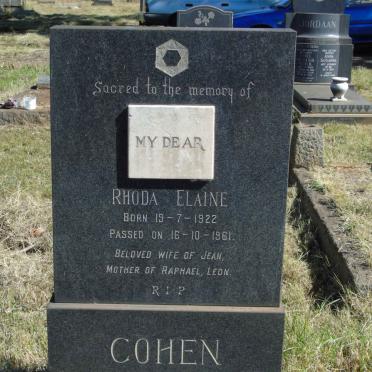 COHEN Rhoda Elaine 1922-1962