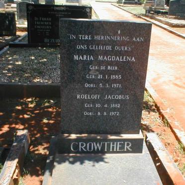 CROWTHER Roeloff Jacobus 1882-1972 &amp; Maria Magdelena DE BEER 1885-1971