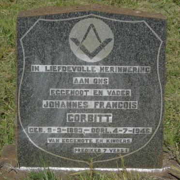 CORBITT Johannes Francois 1883-1946