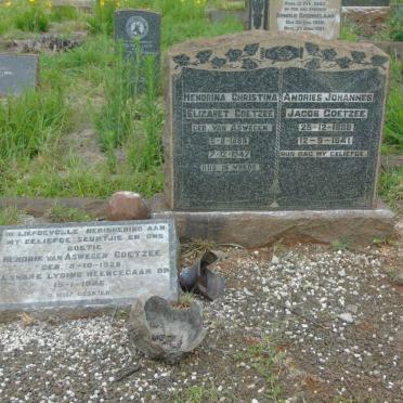 COETZEE Andries Johannes Jacob 1888-1941 &amp; Hendrina Christina Elizabet VAN ASWEGEN 1888-1947