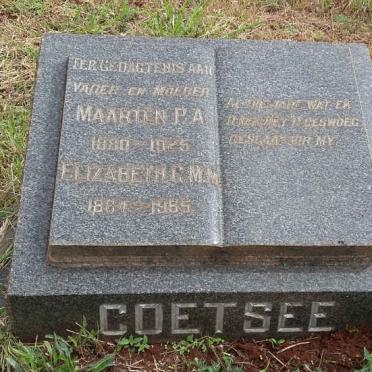 COETSEE Maarten P.A. 1880-1925 &amp; Elizabeth C.M.M. 1884-1965