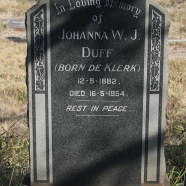 DUFF Johanna W.J. nee DE KLERK 1882-1954