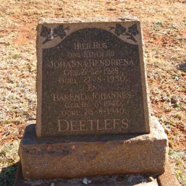 DEETLEFS Johanna Hendriena 1928-1930 :: DEETLEFS Johannes 1940-1940