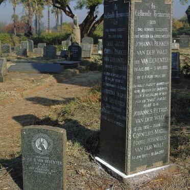 WALT Johannes Petrus, van der 1920-1998 & Johanna Bekker VAN DEVENTER 1916-1985 :: WALT Cornelius Magiel Fourie, van der 1947-2017