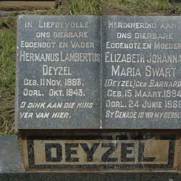 DEYZEL Hermanus Lambertus 1883-1943 & Elizabeth Johanna Maria SWART nee BARNARD 1894-1966_2