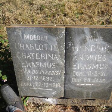 ERASMUS Charlotte Chaterina nee DU PLESSIS 1882-1918 :: ERASMUS Hendrik Andries -1931