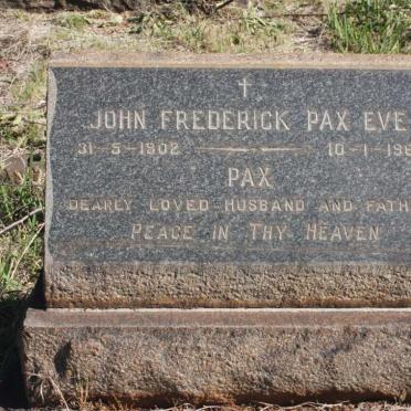EVE John Frederick Pax 1902-1962 &amp; Doris Ethel 1903-1984