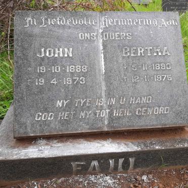 FAUL John 1888-1973 &amp; Bertha 1890-1975