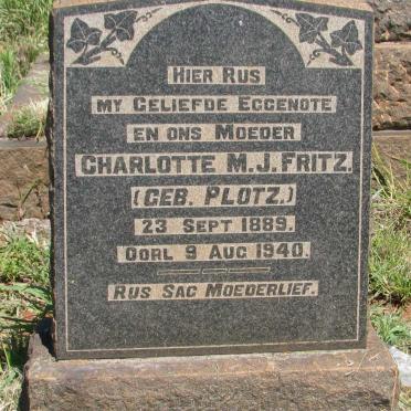 FRITZ Charlotte M.J. nee PLOTZ 1889-1940