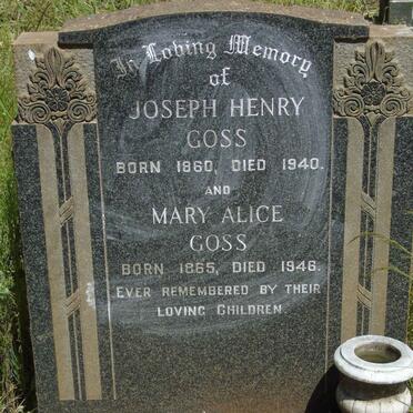 GOSS Joseph Henry 1860-1940 & Mary Alice 1865-1946