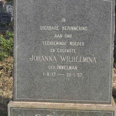 GROVE Johanna Wilhelmina nee IMMELMAN 1917-1957