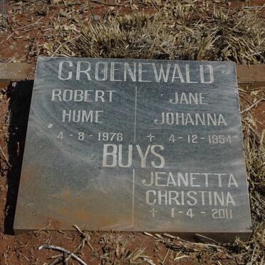 GROENEWALD Robert Hume -1978 & Jane Johanna -1954 :: BUYS Jeanetta Christina -2011