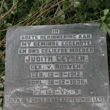 GEYSER Judith nee v. ROOYEN 1912-1936