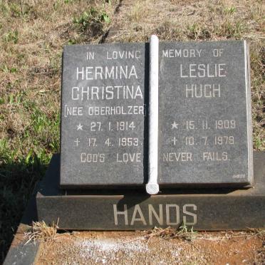 HANDS Leslie Hugh 1909-1979 &amp; Hermina Christina OBERHOLZER 1914-1953