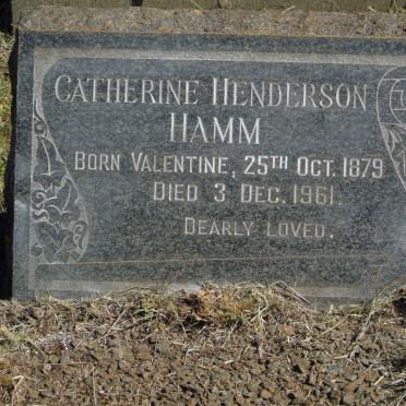 HAMM Catherine Henderson nee VALENTINE 1879-1961