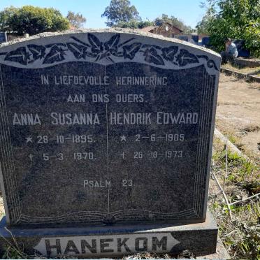HANEKOM Hendrik Edward 1905-1973 &amp; Anna Susanna 1895-1970