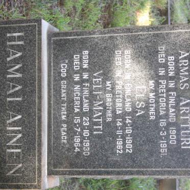 HAMALAINEN Armas Artturi 1900-1951 &amp; Elsa 1902-1962