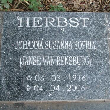 HERBST Johannes Gerhardus 1914-1976 &amp; Johanna Susanna Sophia nee JANSE VAN RENSBURG 1916-2006