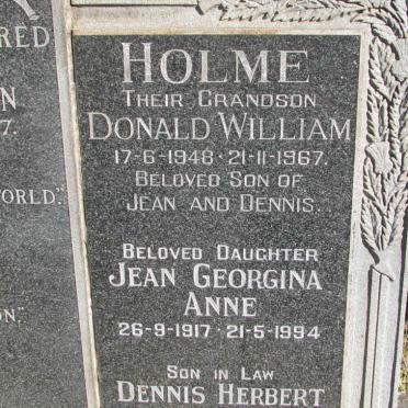 HOLME Dennis Herbert 1917-1972 &amp; Jean Georgina Anne McINTOSH 1917-1994 :: HOLME Donald William 1948-1967