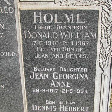HOLME Dennis Herbert 1917-1972 &amp; Jean Georgina Anne McINTOSH 1917-1994 :: HOLME Donald William 1948-1967