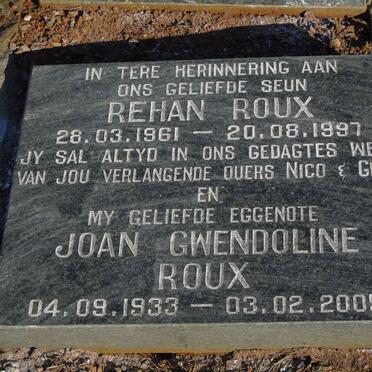 ROUX Joan Gwendoline 1933-2005 :: ROUX Rehan 1961-1997