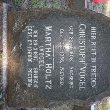 HOLTZ Martha nee VOGEL 1907-2000 :: VOGEL Christoph 1908-1956