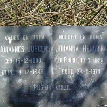 JURGENS Johannes 1888-1948 & Johanna Hendrina FOURIE 1896-1974