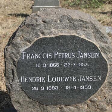JANSEN Francois Petrus 1865-1957 :: JANSEN Hendrik Lodewyk 1893-1959