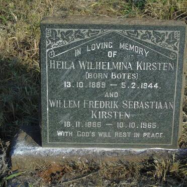 KIRSTEN Willem Fredrik Sebastiaan 1886-1965 & Heila Wilhelmina BOTES 1889-1944