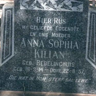 KILIAN Anna Sophia nee REDELINGHUIS 1914-1957