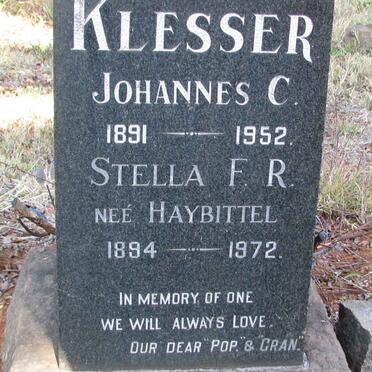KLESSER Johannes C. 1891-1952 &amp; Stella F.R. HAYBITTEL 1894-1972