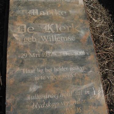 KLERK Marike, de nee WILLEMSE 1937-2001