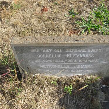 KLEYNHANS Corneluis 1844-1913 & Pietronella Johanna 1851-194?