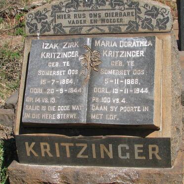 KRITZINGER Izak Zirk 1864-1944 &amp; Maria Dorathea 1866-1944