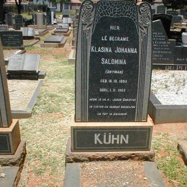 KUHN Klasina Johanna Salomina nee SNYMAN 1893-1962