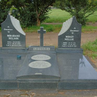 LETOABA Mbabane Nelson 1932-2008 &amp; Mdazi Nellie 1946-2012
