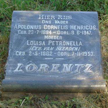 LORENTZ Apolonius Cornelis Henricus 1884-1947 & Louisa Petronella VAN HEERDEN 1882-1953