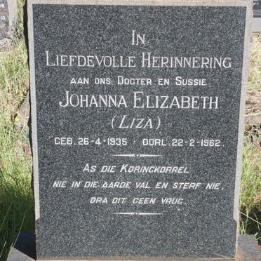 LIEBENBERG Johanna Elizabeth 1935-1962