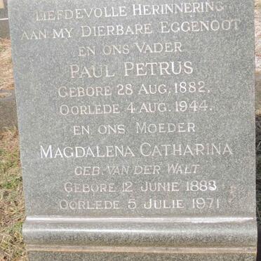 LOMBARD Paul Petrus 1882-1944 &amp; Magdalena Catharina VAN DER WALT 1883-1971