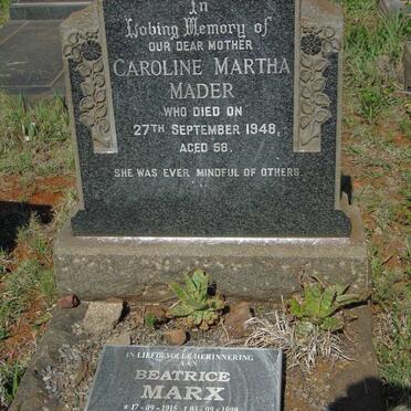 MADER Caroline Martha -1948 :: MARX Beatrice 1915-1999