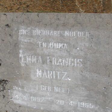 MARITZ Emma Francis nee NEL 1892-1955