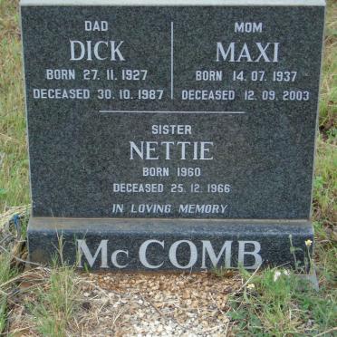 MCCOMB Dick 1927-1987 & Maxi 1937-2003 :: MCCOMB Nettie 1960-1966