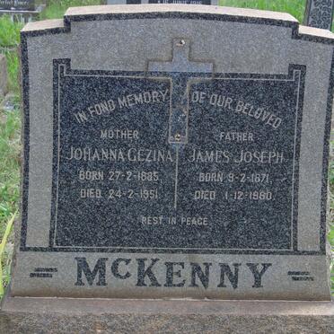 MCKENNY James Joseph 1871-1960 & Johanna Gezina 1885-1951