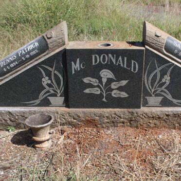 MCDONALD Dennis Patrick 1894-1965 & Sarah Johanna 1898-1966