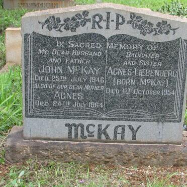 MCKAY John -1946 & Agnes -1964 :: LIEBENBERG Agnes nee MCKAY -1954