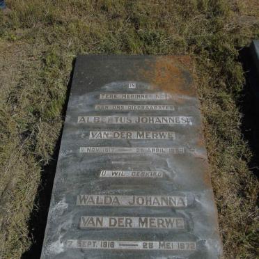 MERWE Albertus Johannes, van der 1917-1963 &amp; Walda Johanna 1916-1972