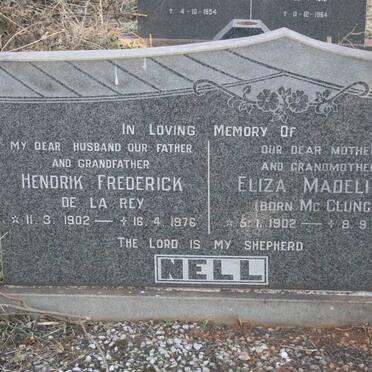 NELL Hendrik Frederick De La Rey 1902-1976 & Eliza Madeline MCCLUNG 1902-1983